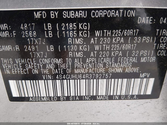 2024 Subaru Crosstrek Wilderness მანქანა იყიდება აუქციონზე, vin: 4S4GUHU64R3792757, აუქციონის ნომერი: 45750510