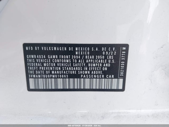 3VWAM7BU8PM010863 Volkswagen Jetta 1.5t Sport