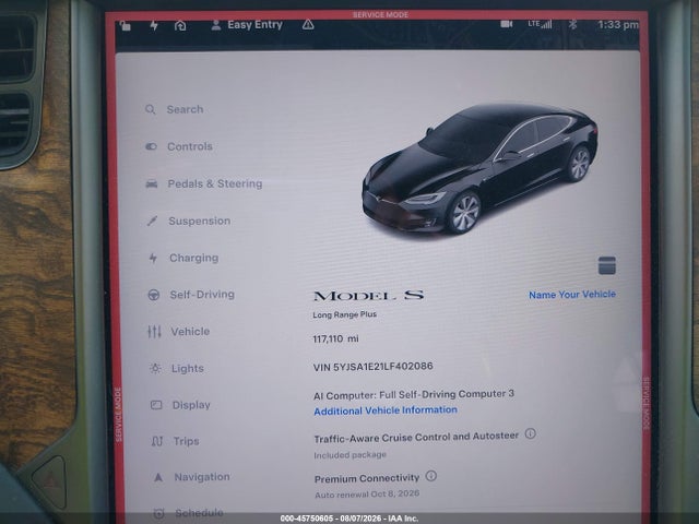 Продаж на аукціоні авто 2020 Tesla Model S Long Range Dual Motor All-wheel Drive/long Range Plus Dual Motor All-wheel Drive, vin: 5YJSA1E21LF402086, номер лоту: 45750605