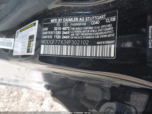 Aukcja sprzedaży 2009 Mercedes-benz C 63 Amg, vin: WDDGF77X39F302102, numer aukcji: 45750615
