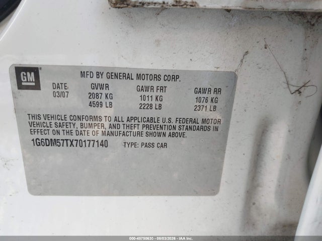 Продажа на аукционе авто 2007 Cadillac Cts Standard, vin: 1G6DM57TX70177140, номер лота: 45750630