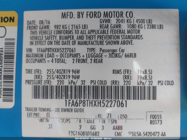 Ford Mustang Ecoboost 2017 1FA6P8THXH5227061 Image 9