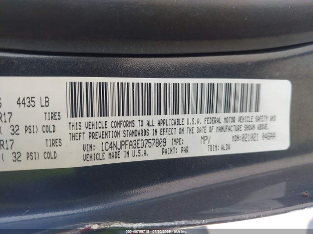 2014 Jeep Patriot High Altitude მანქანა იყიდება აუქციონზე, vin: 1C4NJPFA3ED757809, აუქციონის ნომერი: 45750718