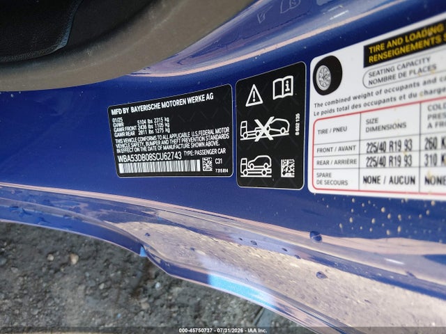 Aukcja sprzedaży 2025 Bmw 430i Xdrive, vin: WBA53DB08SCU62743, numer aukcji: 45750737
