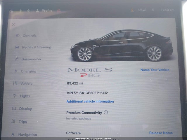 Продаж на аукціоні авто 2013 Tesla Model S Performance, vin: 5YJSA1CP2DFP16412, номер лоту: 45750742