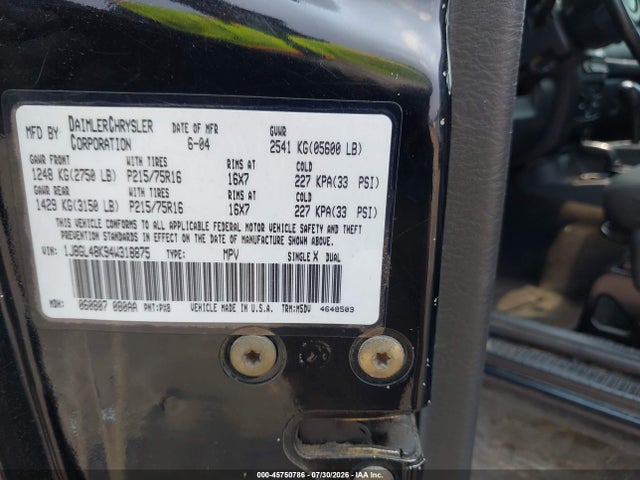 45750786 :رقم المزاد ، 1J8GL48K94W318875 vin ، 2004 Jeep Liberty Sport مزاد بيع