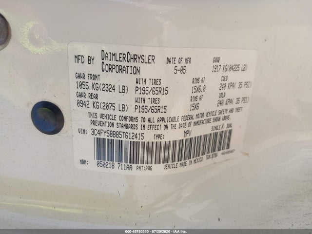 Aukcja sprzedaży 2005 Chrysler Pt Cruiser Touring, vin: 3C4FY58B85T612415, numer aukcji: 45750830