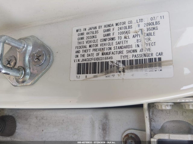 2011 Acura Tsx 2.4 მანქანა იყიდება აუქციონზე, vin: JH4CU2F6XBC016649, აუქციონის ნომერი: 45750833
