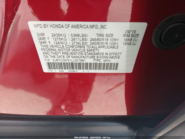 Acura Mdx Standard 2020 5J8YD3H31LL001881 Image 9