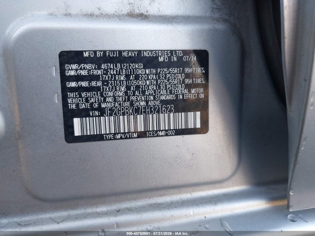 JF2GPBKC7EH321623 Subaru Xv Crosstrek Hybrid 2.0i Touring