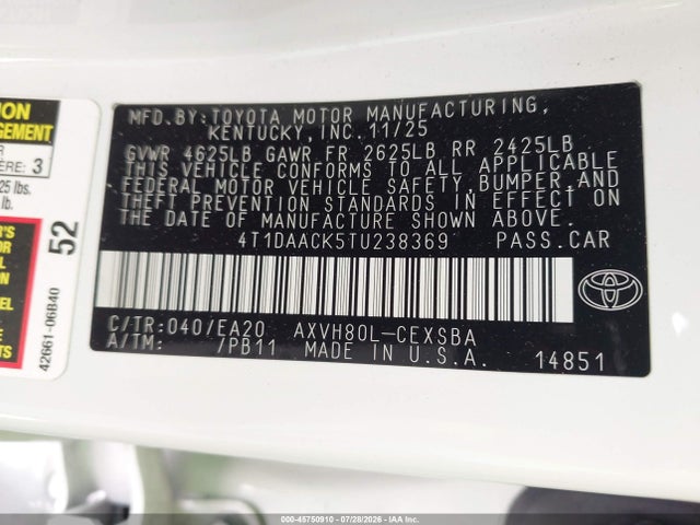 Toyota CAMRY SE 2026 4T1DAACK5TU238369 Image 9