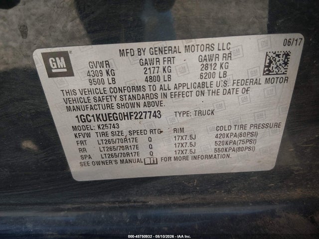 1GC1KUEG0HF227743 Chevrolet Silverado 2500hd Work Truck