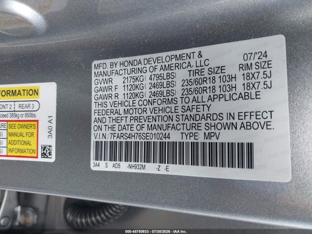 7FARS4H76SE010244 Honda Cr-v Ex-l Awd