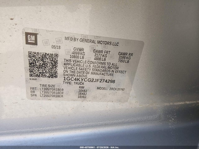 Продажа на аукционе авто 2018 Chevrolet Silverado 3500hd Wt, vin: 1GC4KYCG2JF274298, номер лота: 45750961