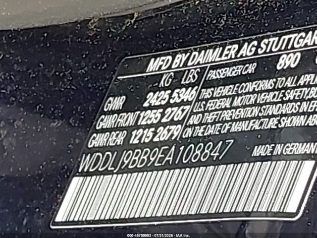 45750993 :رقم المزاد ، WDDLJ9BB9EA108847 vin ، 2014 Mercedes-benz Cls 550 4matic مزاد بيع
