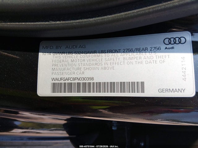 Продаж на аукціоні авто 2015 Audi A6 3.0t Premium Plus, vin: WAUFGAFC8FN030398, номер лоту: 45751044