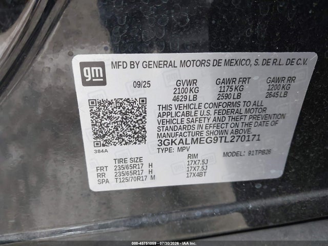 Auction sale of the 2026 Gmc Terrain Fwd Elevation, vin: 3GKALMEG9TL270171, lot number: 45751059