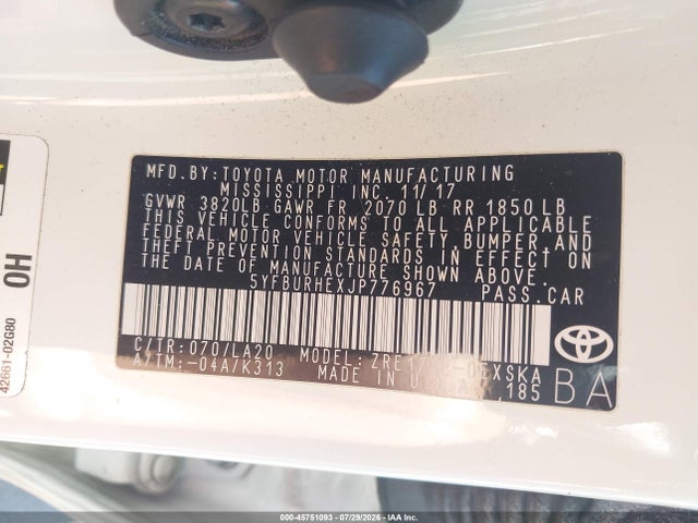 Toyota Corolla Xse 2018 5YFBURHEXJP776967 Image 9