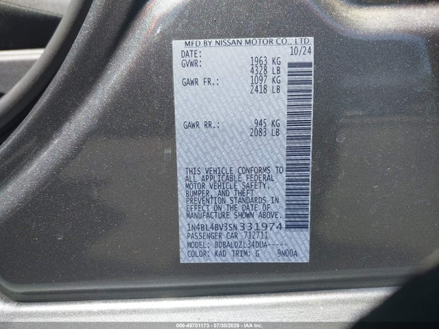 1N4BL4BV3SN331974 Nissan Altima S Fwd