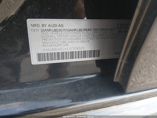 Aukcja sprzedaży 2012 Audi S4 Premium Plus, vin: WAUDGAFLXCA103023, numer aukcji: 45751213