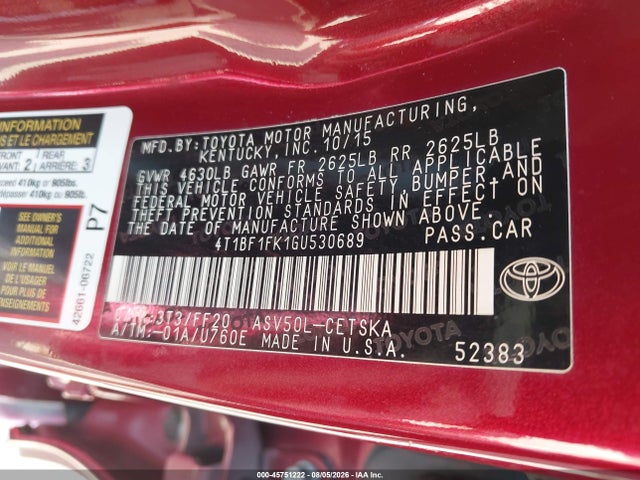 4T1BF1FK1GU530689 Toyota CAMRY SE