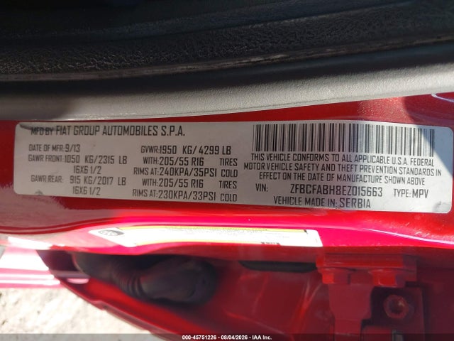Fiat 500l Easy 2014 ZFBCFABH8EZ015663 Image 9