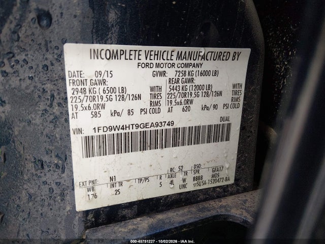 Продаж на аукціоні авто 2016 Ford F-450 Chassis Xl, vin: 1FD9W4HT9GEA93749, номер лоту: 45751227