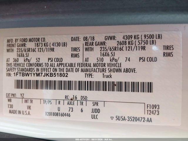 1FTBW1YM7JKB51802 Ford Transit-350
