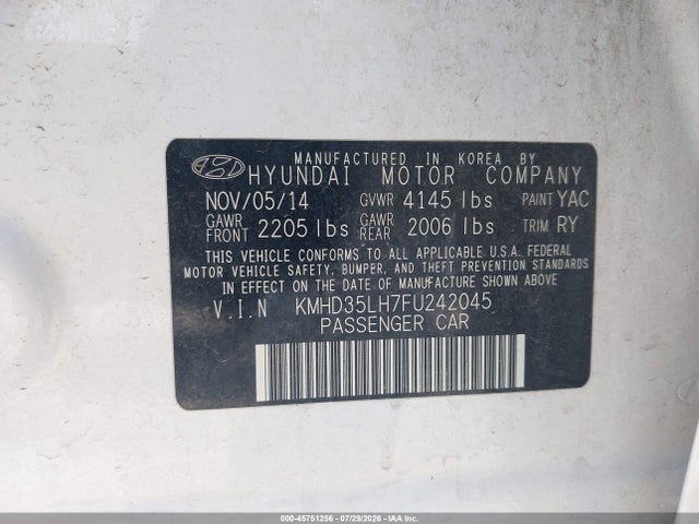 KMHD35LH7FU242045 Hyundai ELANTRA GT