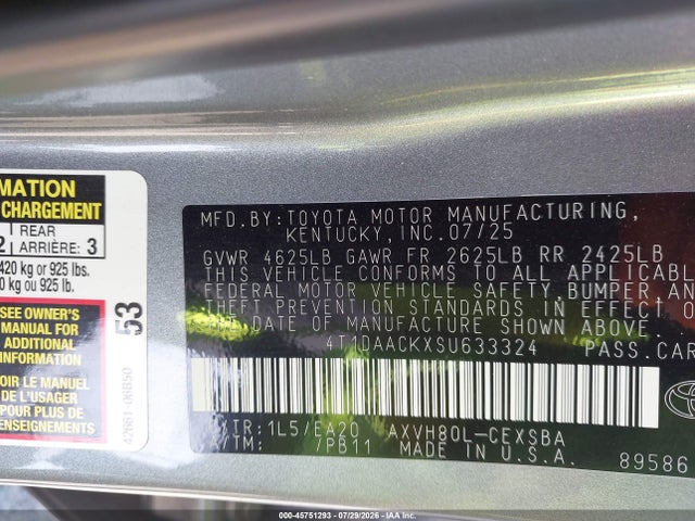 4T1DAACKXSU633324 Toyota CAMRY SE