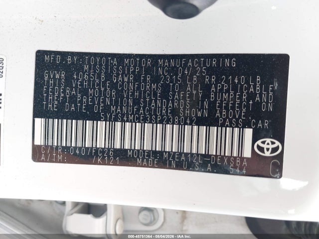 Toyota COROLLA SE 2025 5YFS4MCE3SP238042 Image 9