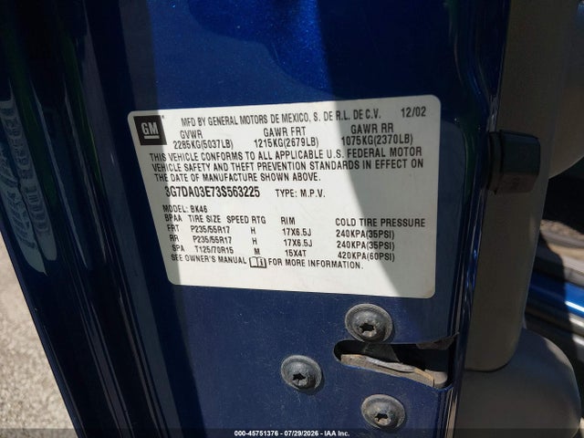 Продаж на аукціоні авто 2003 Pontiac Aztek, vin: 3G7DA03E73S563225, номер лоту: 45751376