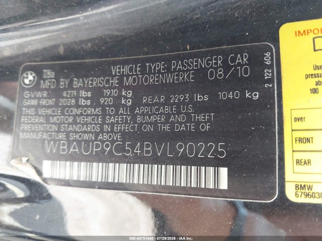 Aukcja sprzedaży 2011 Bmw 128i, vin: WBAUP9C54BVL90225, numer aukcji: 45751440