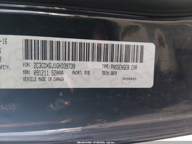 Auction sale of the 2016 Dodge Charger R/t Scat Pack, vin: 2C3CDXGJ1GH339739, lot number: 45751550