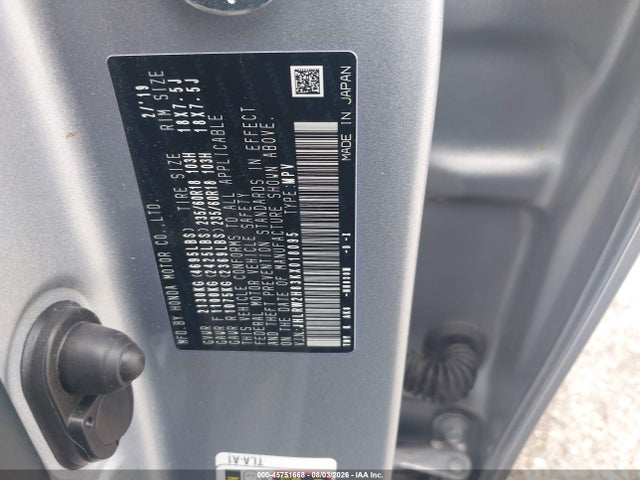 Aukcja sprzedaży 2019 Honda Cr-v Ex-l, vin: JHLRW2H83KX018095, numer aukcji: 45751668