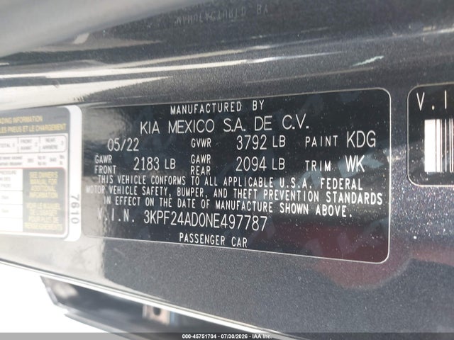 KIA Forte Lxs 2022 3KPF24AD0NE497787 Image 9