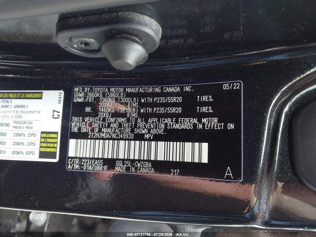 Продаж на аукціоні авто 2022 Lexus Rx 350, vin: 2T2HZMDA7NC349930, номер лоту: 45751708
