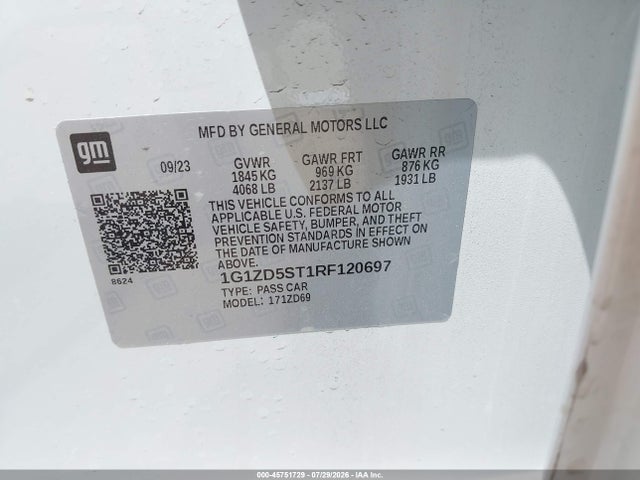 Продаж на аукціоні авто 2024 Chevrolet Malibu Fwd 1lt, vin: 1G1ZD5ST1RF120697, номер лоту: 45751729