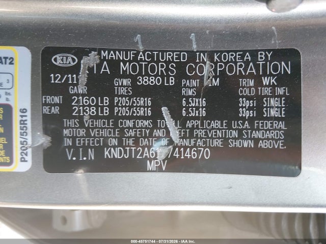 Aukcja sprzedaży 2012 Kia Soul +, vin: KNDJT2A61C7414670, numer aukcji: 45751744