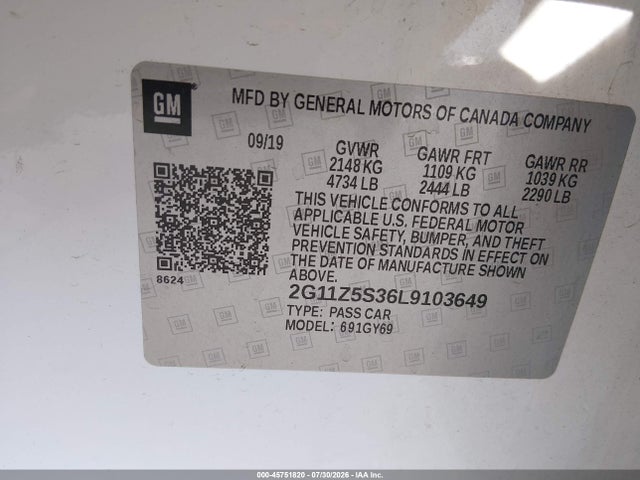 2G11Z5S36L9103649 Chevrolet Impala Fwd Lt