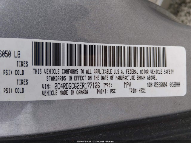 Dodge Grand Caravan Sxt 2014 2C4RDGCG2ER177126 Image 9
