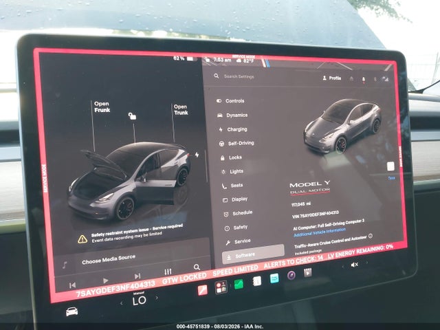 Aukcja sprzedaży 2022 Tesla Model Y Performance Dual Motor All-wheel Drive, vin: 7SAYGDEF3NF404313, numer aukcji: 45751839
