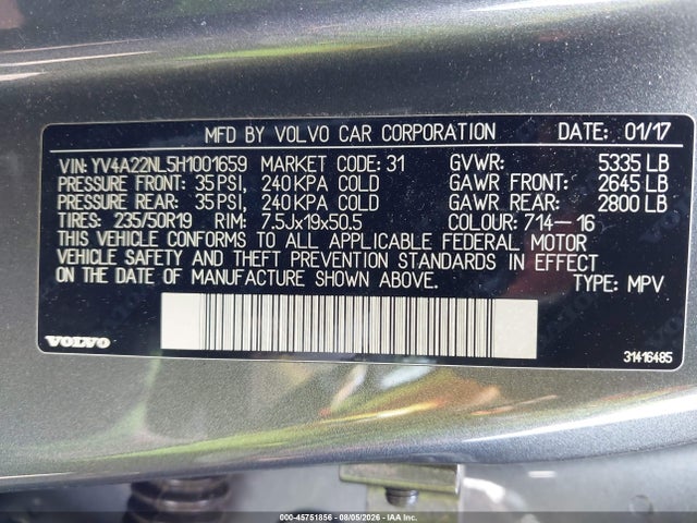 YV4A22NL5H1001659 Volvo V90 Cross Country T6