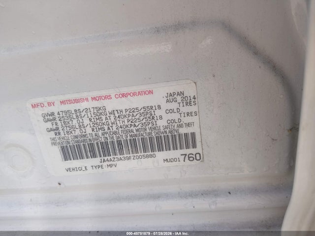 Продажа на аукционе авто 2015 Mitsubishi Outlander Se, vin: JA4AZ3A39FZ005880, номер лота: 45751879