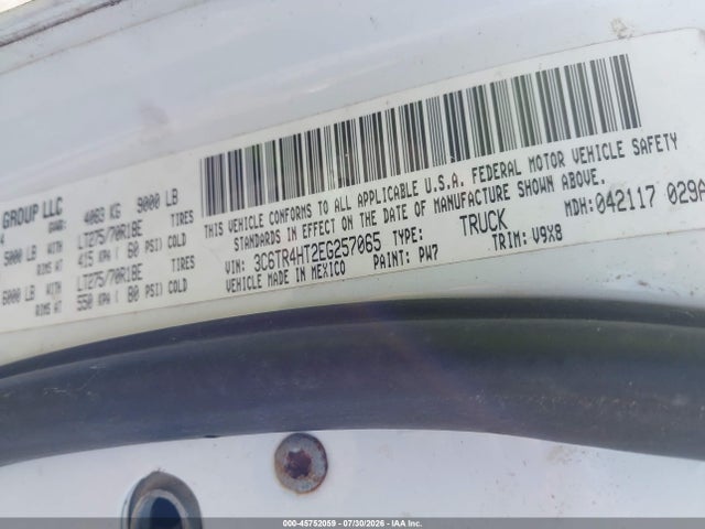45752059 :رقم المزاد ، 3C6TR4HT2EG257065 vin ، 2014 Ram 2500 Tradesman مزاد بيع