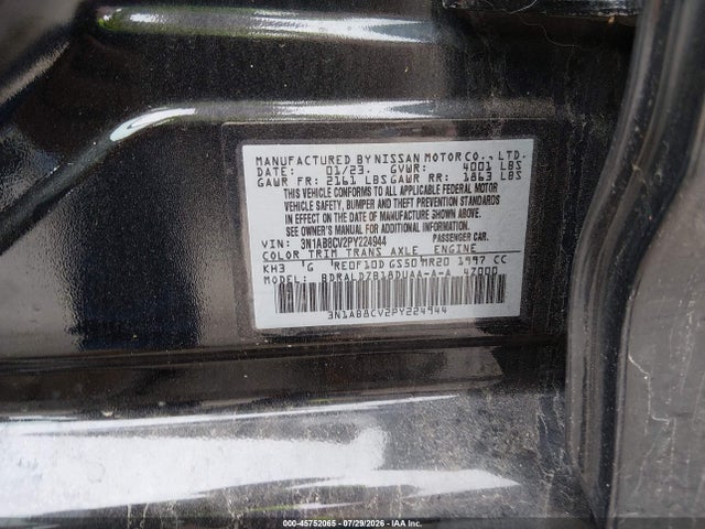 Aukcja sprzedaży 2023 Nissan Sentra Sv Xtronic Cvt, vin: 3N1AB8CV2PY224944, numer aukcji: 45752065