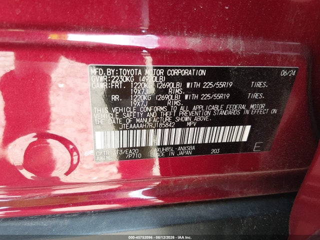 Aukcja sprzedaży 2024 Toyota Venza Limited, vin: JTEAAAAH7RJ185842, numer aukcji: 45752096