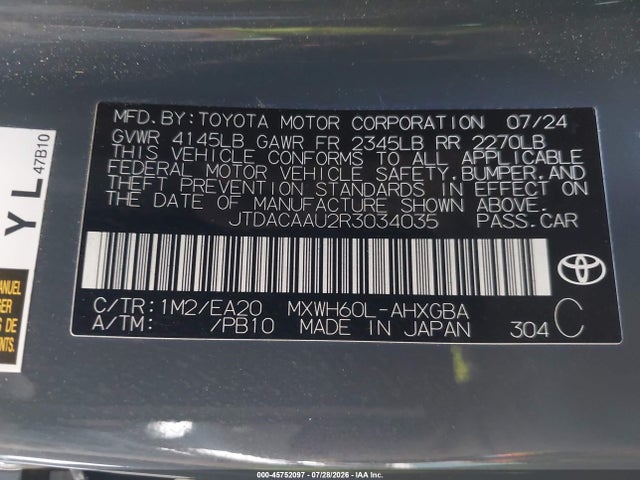 JTDACAAU2R3034035 Toyota PRIUS XLE