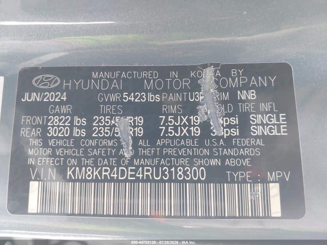 Aukcja sprzedaży 2024 Hyundai Ioniq 5 Limited, vin: KM8KR4DE4RU318300, numer aukcji: 45752130