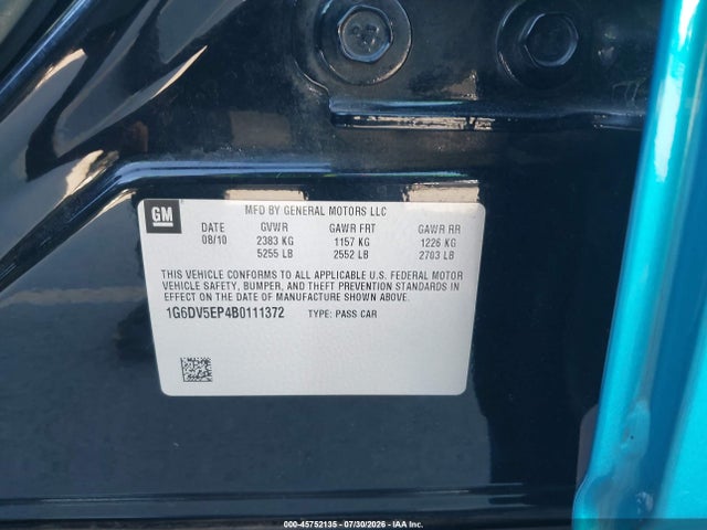 Продажа на аукционе авто 2011 Cadillac Cts-v, vin: 1G6DV5EP4B0111372, номер лота: 45752135
